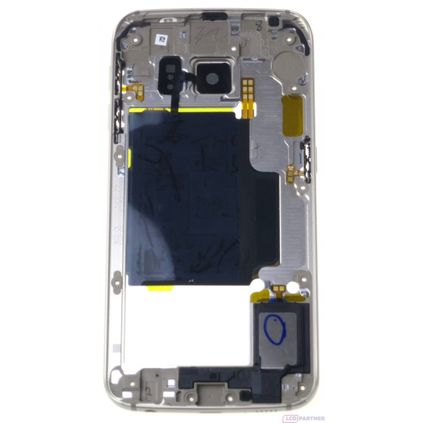 Middle Frame With Side Keys Flex Cables, Speaker, Camera Lens And Antennas Samsung Galaxy S6 Edge G925 Blue